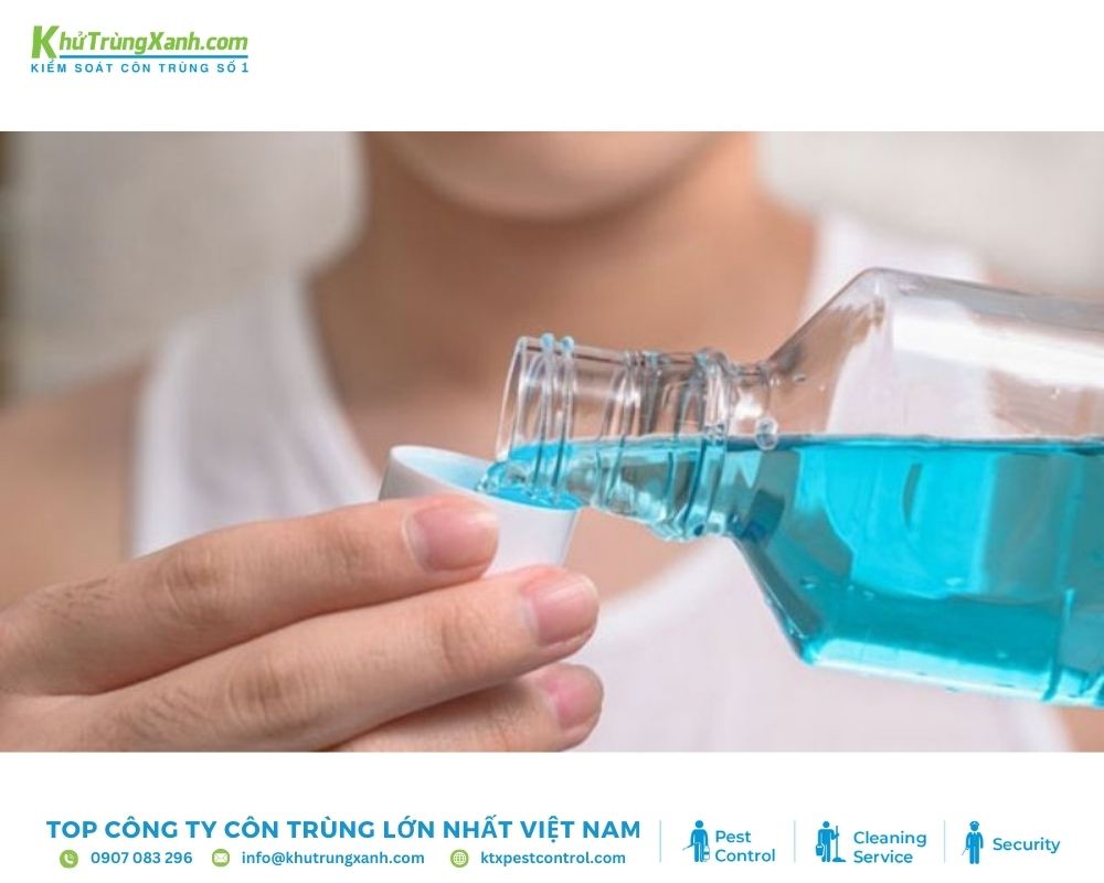 Đổ dung dịch nước súc miệng với nước để đuổi gián hiệu quả