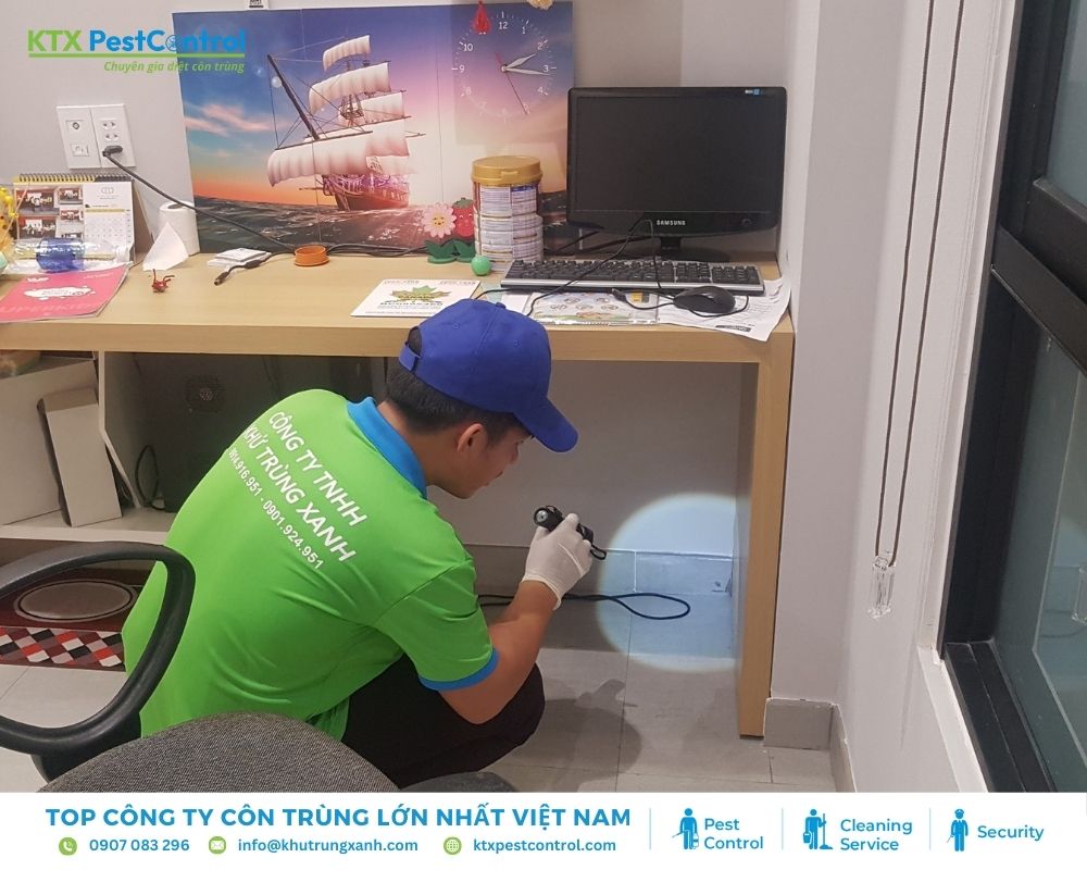 Tiến hành khảo nghiệm vị trí nghi ngờ có mối của Diệt côn trùng KTX