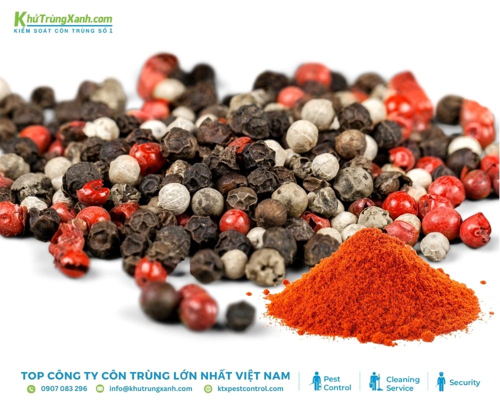 Thành phần tiêu và bột ớt chứa capsaicin chất gây ra cảm giác khó chịu cho thằn lằn