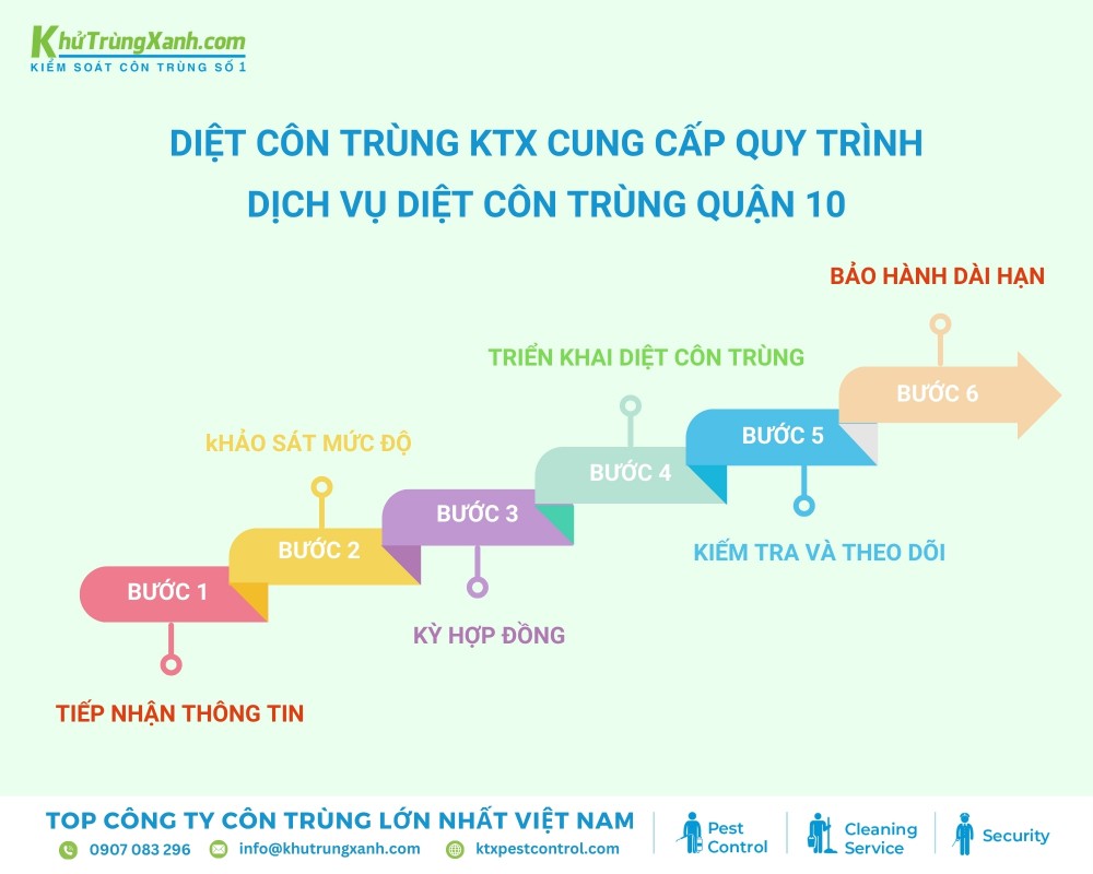 Quy trình 6 bước diệt côn trùng của KTX tại Quận 10