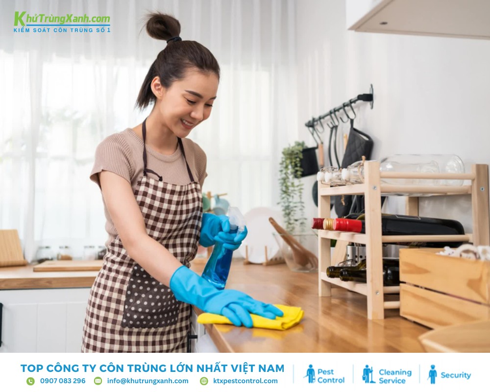 Dọn dẹp không gian sống, đặc biệt là những nơi có nguy cơ côn trùng xâm nhập như nhà bếp