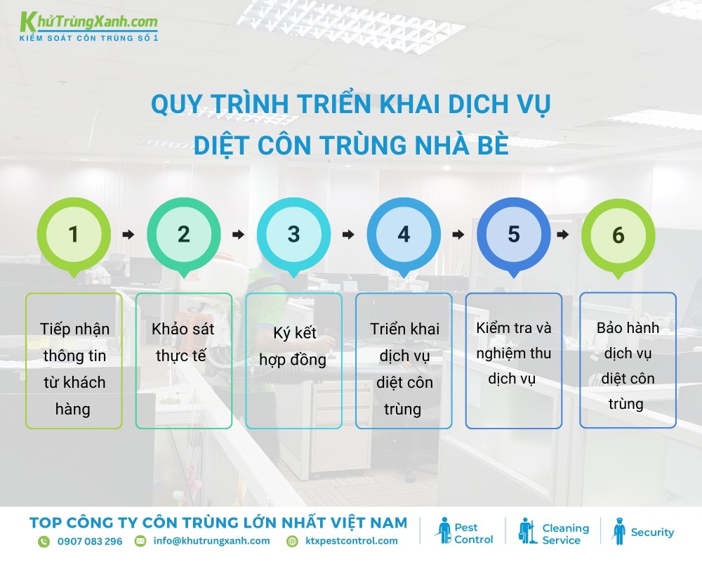 Quy trình 6 bước diệt côn trùng Nhà Bè của công ty diệt côn trùng KTX